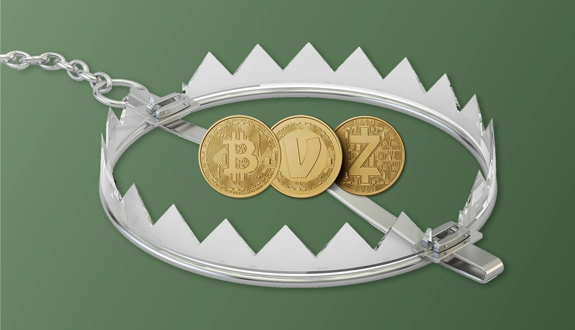 Los delincuentes pueden utilizar las criptomonedas para robar el dinero de las víctimas una trampa para animales con diferentes criptomonedas en el medio