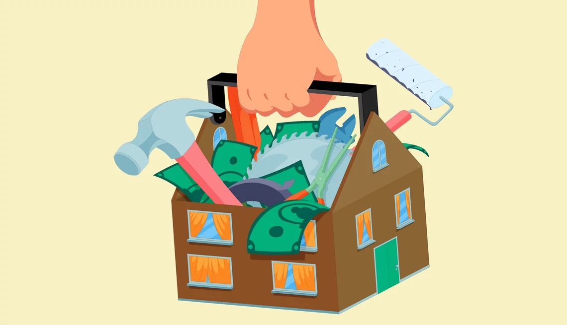 save money on home improvement a hand held box with cash and tools