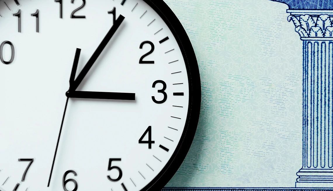 when to claim social security a clock next to a pillar illustrated on a social security card