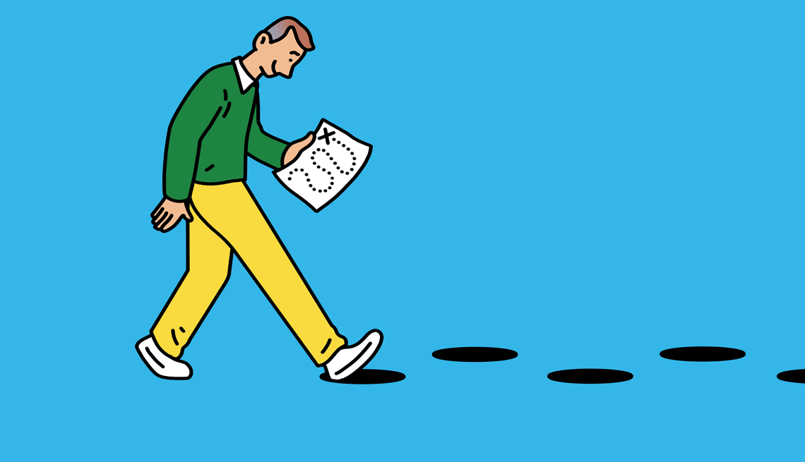 Ways to build healthy habits Gif of man walking, looking at piece of paper
