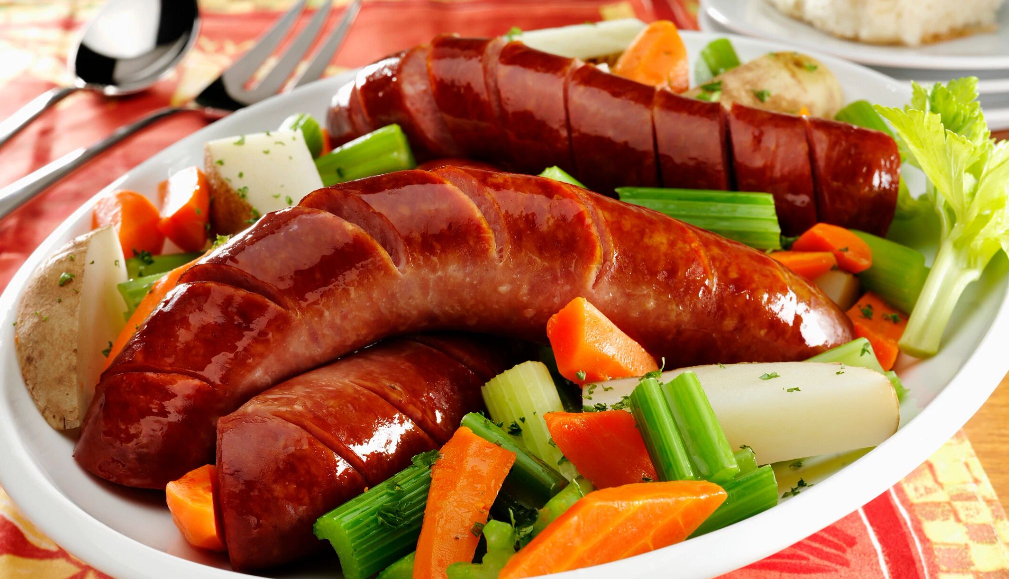 A plate of traditional Polish Kielbasa sausage recalled for rubber contamination Polish Kielbasa Sausage Plate
