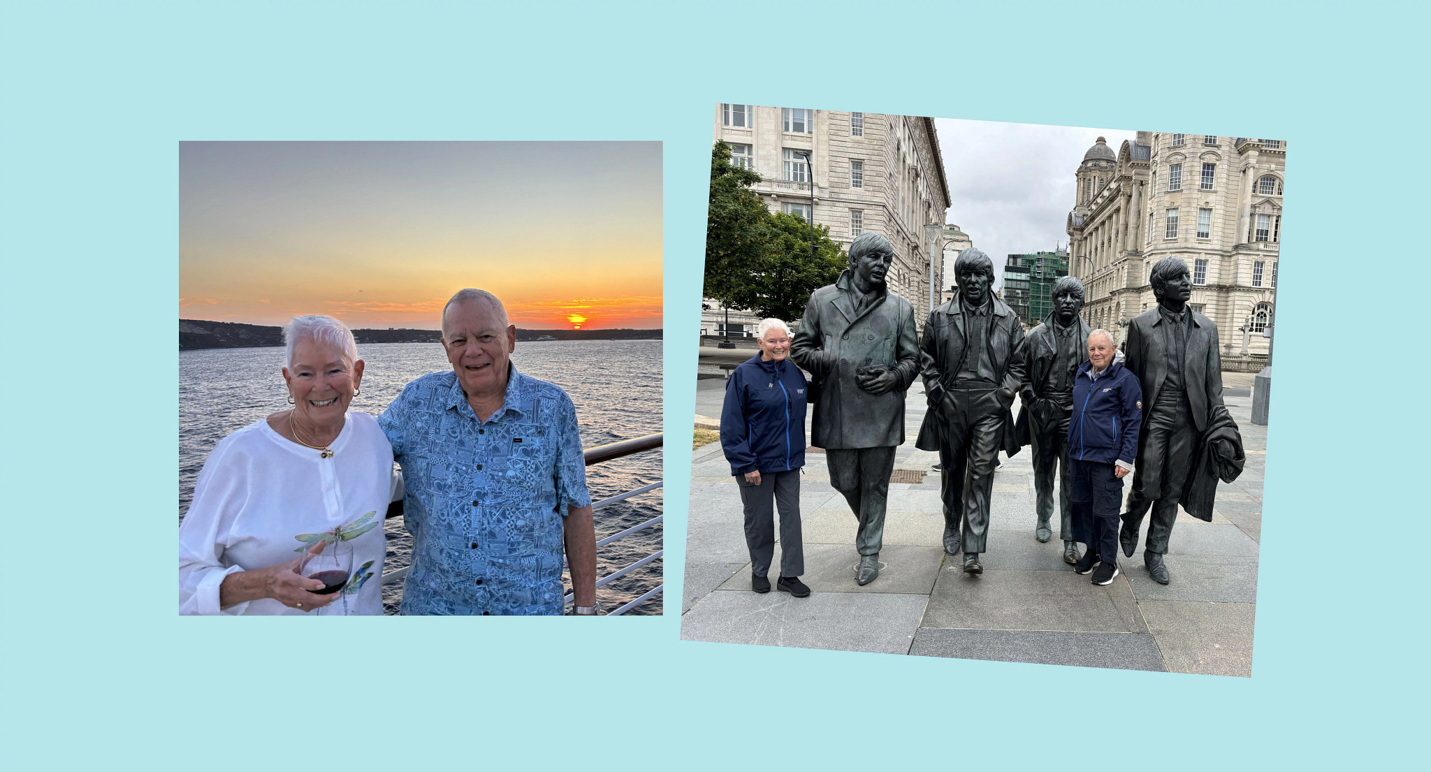 a collage of a couple traveling