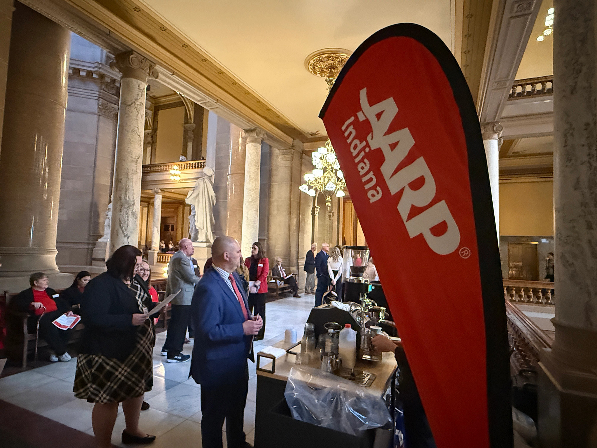 a a r p coffee cart inside the indiana statehouse during the general assembly