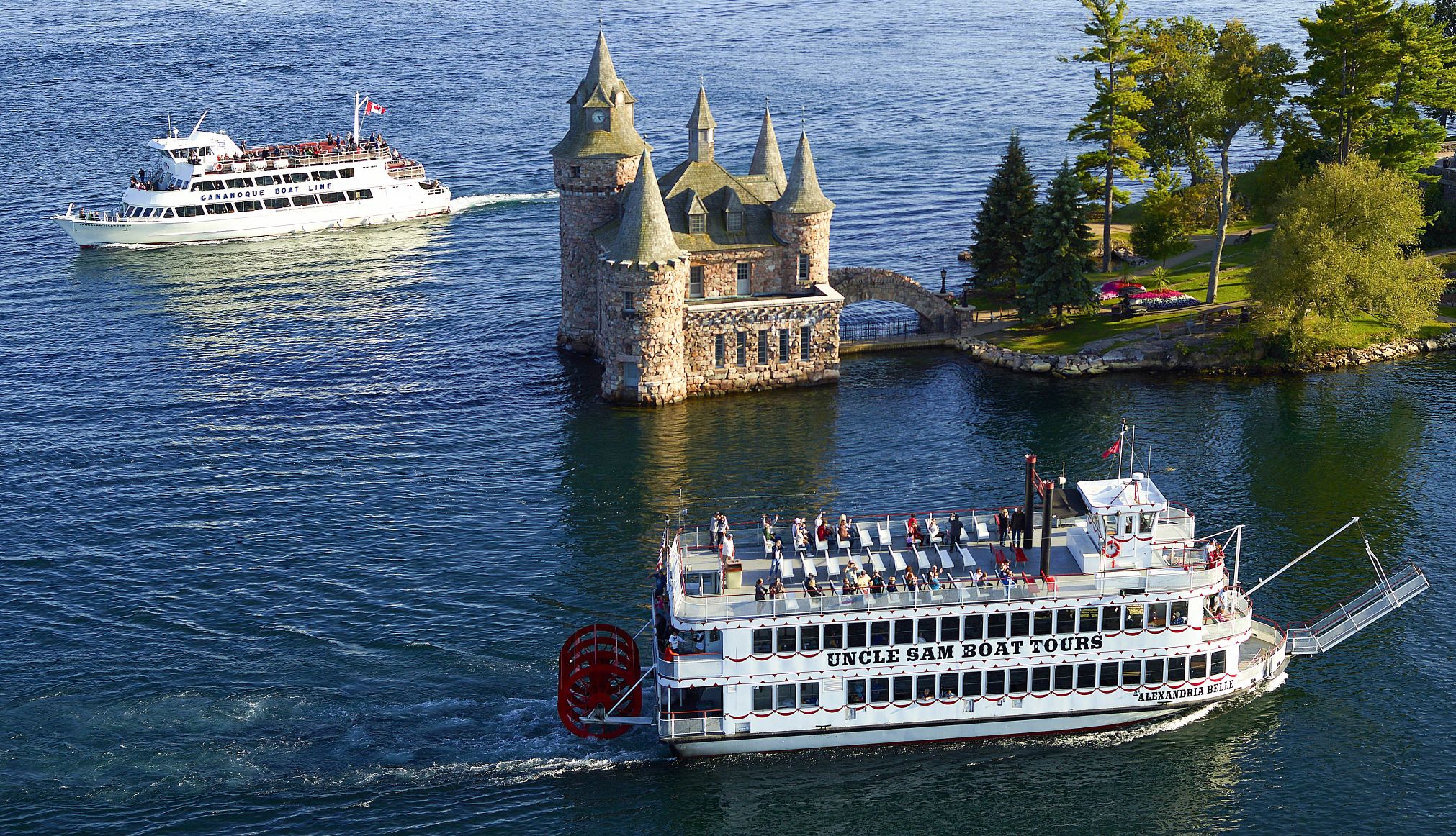 The Power House is on the New York side of Thousand Islands aerial view of The Power House on the Boldt Castle