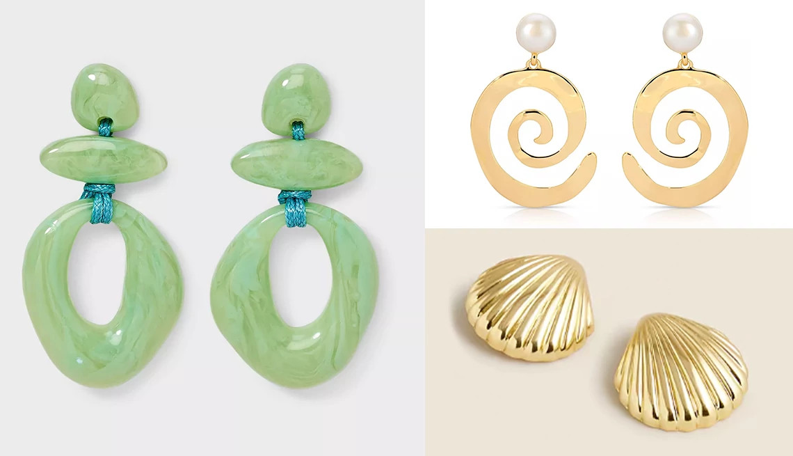 A collage different types of earrings