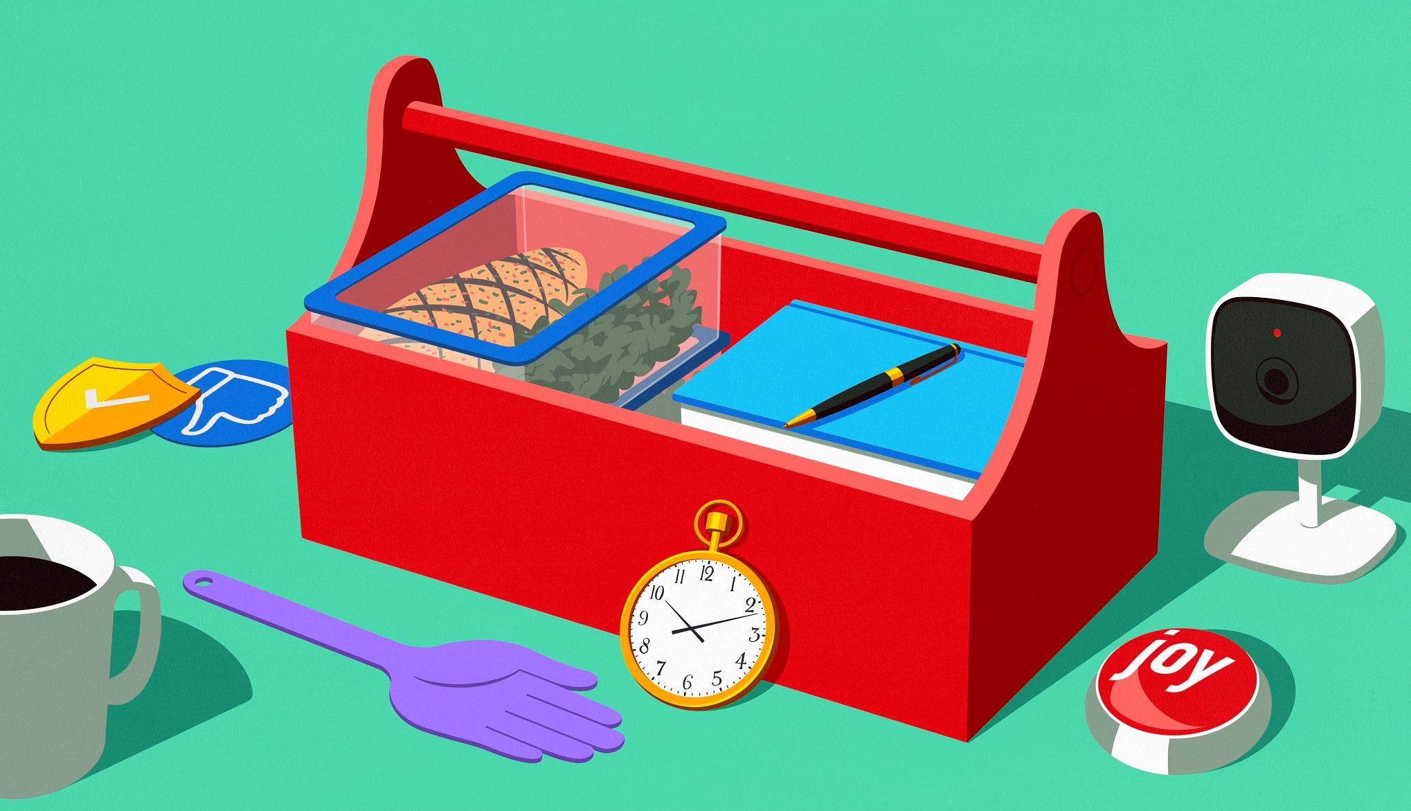 Consejos para cuidadores que también trabajan Caja de herramientas con elementos representativos de planificación