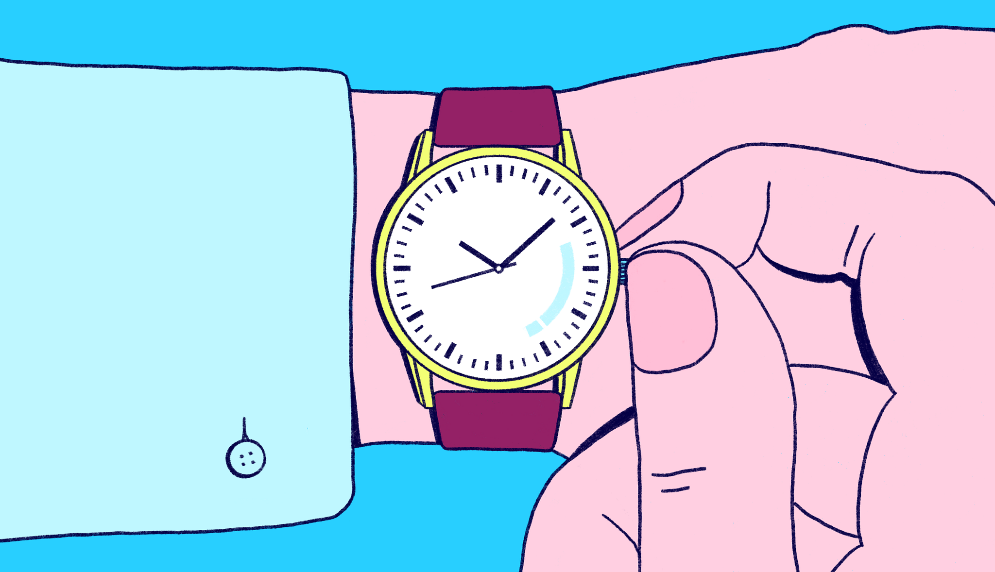 an illustration of a person winding their watch