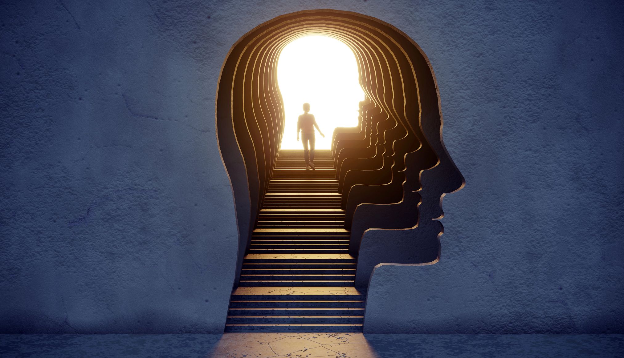 Alzheimer’s in People With No Symptoms illustration of a staircase into someone's mind