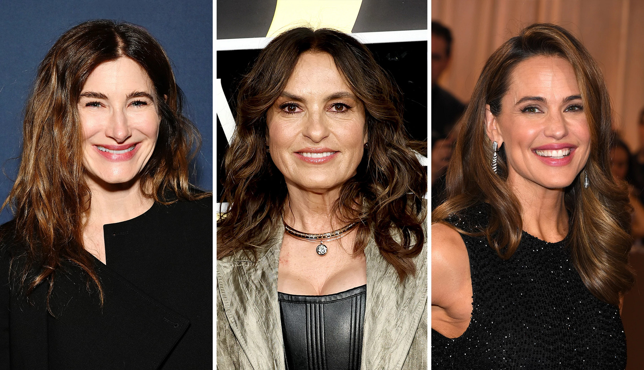 a collage with photos of kathryn hahn, mariska hartigay and jennifer garner