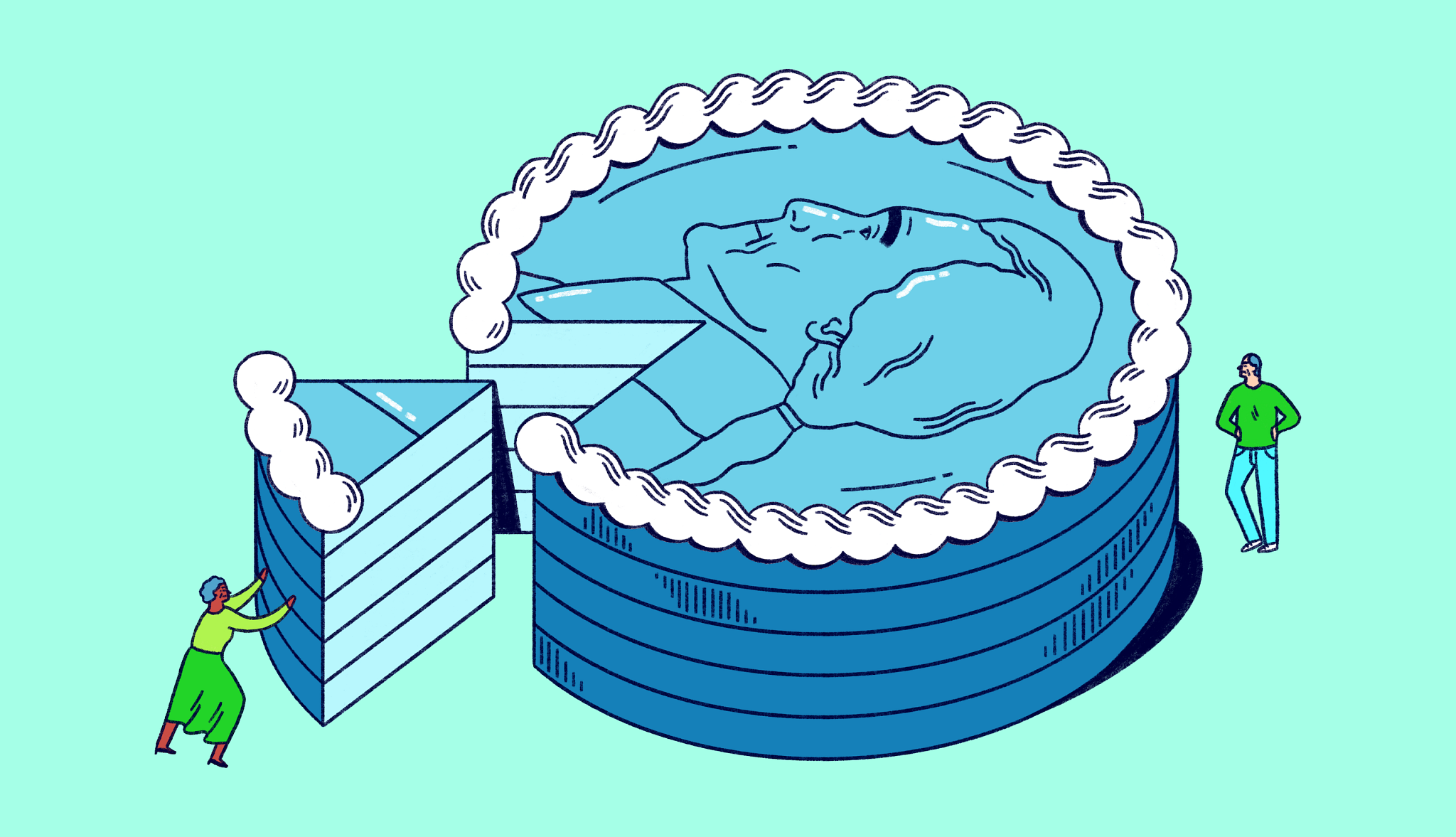 A person pushes a slice of cake back into the cake, representing making changes to raise your Social Security payments