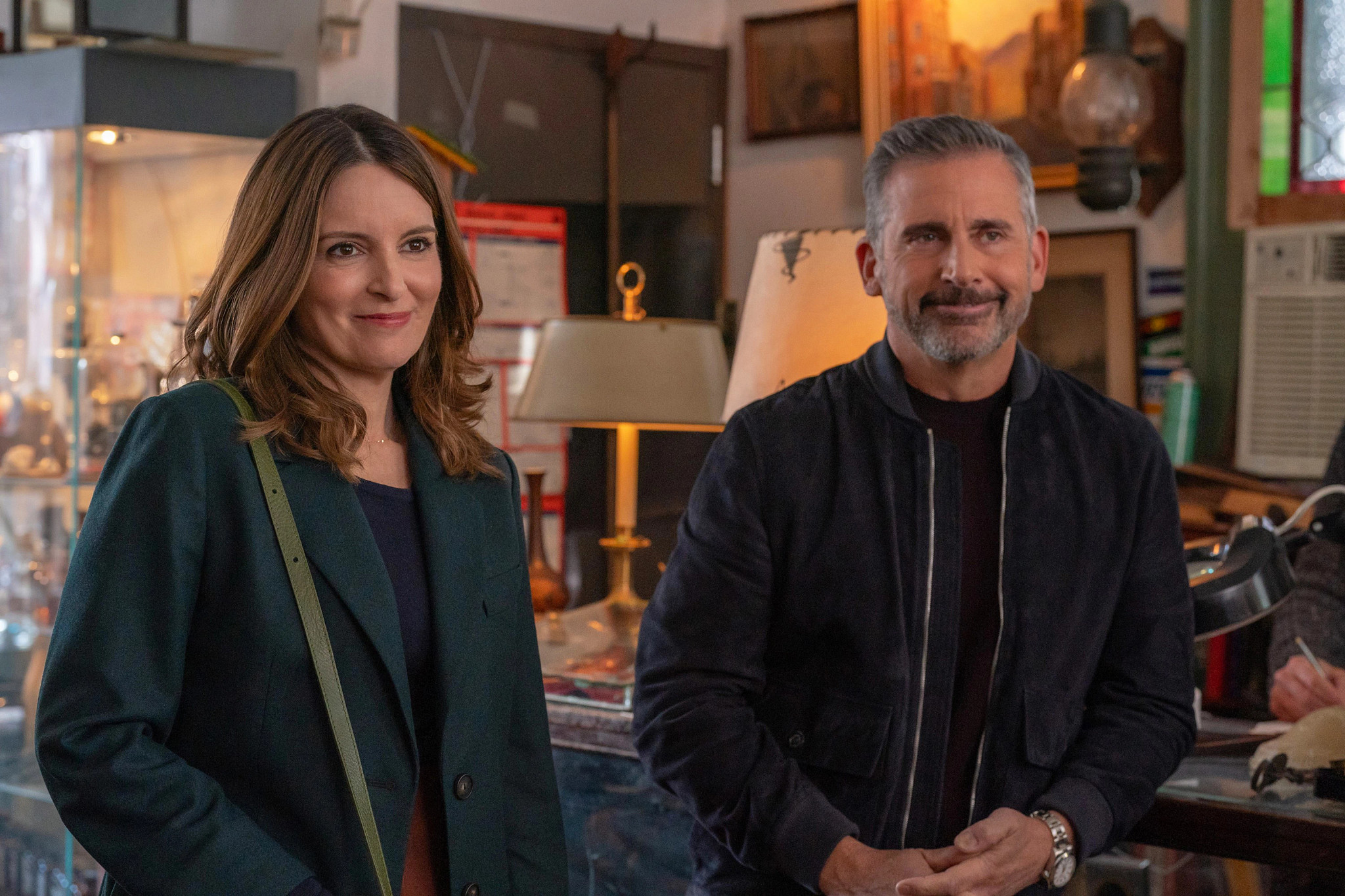 tina fey and steve carrell in a scene from an episode from the four seasons