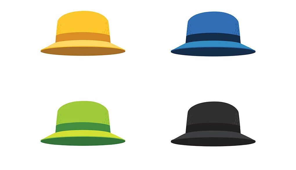 The six thinking hats method can be a helpful problem solver An illustration of different colored hats