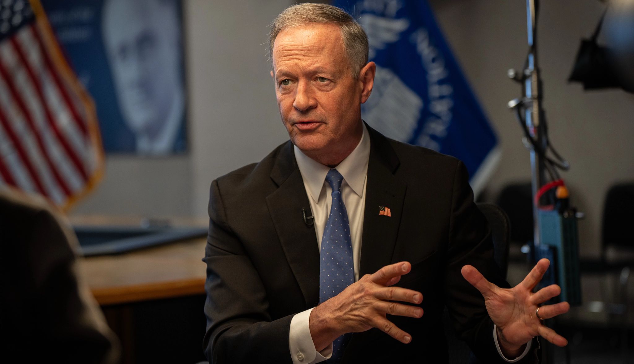social security administration commissioneral martin o'malley warns that local offices could close amid staff woes Martin O'Malley speaking and gesturing with his hands