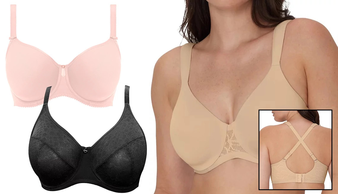 a collage with three different bras