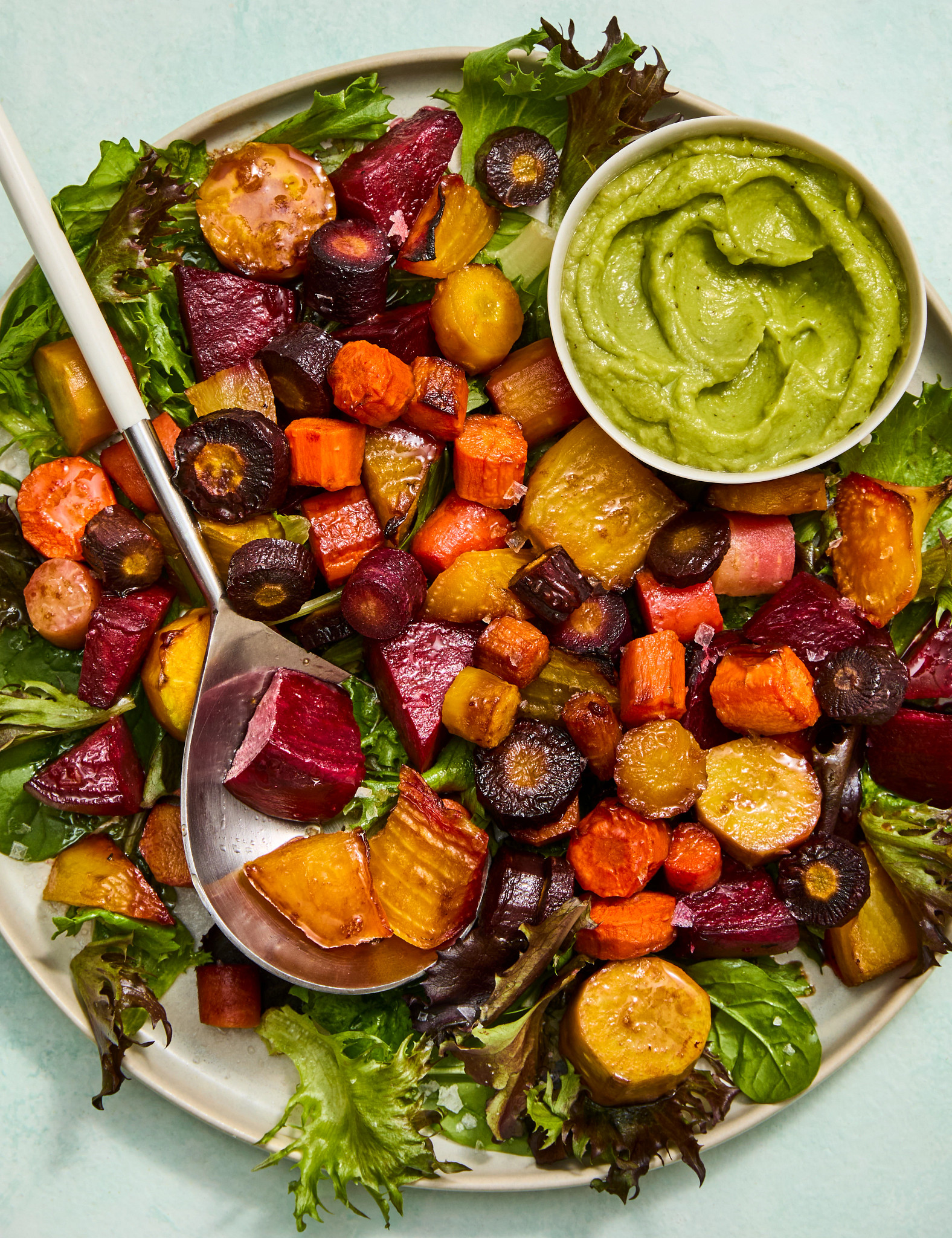 easy roasted root vegetables are shown in a photo
