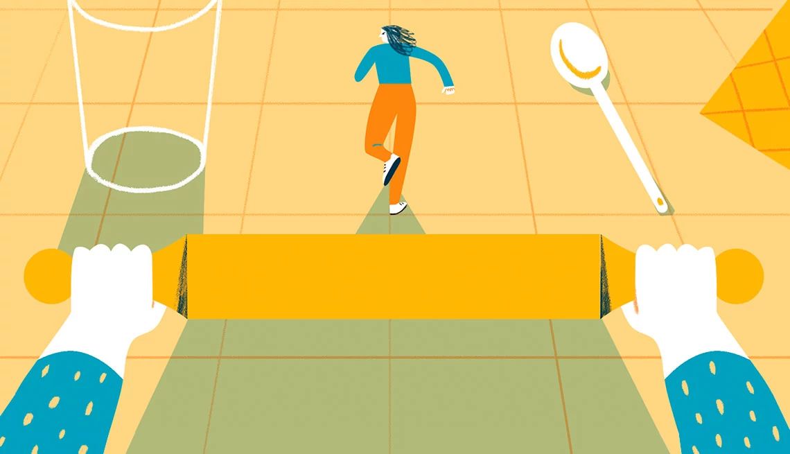 How to handle not liking your child's partner an illustrated figure runs away from a giant rolling pin