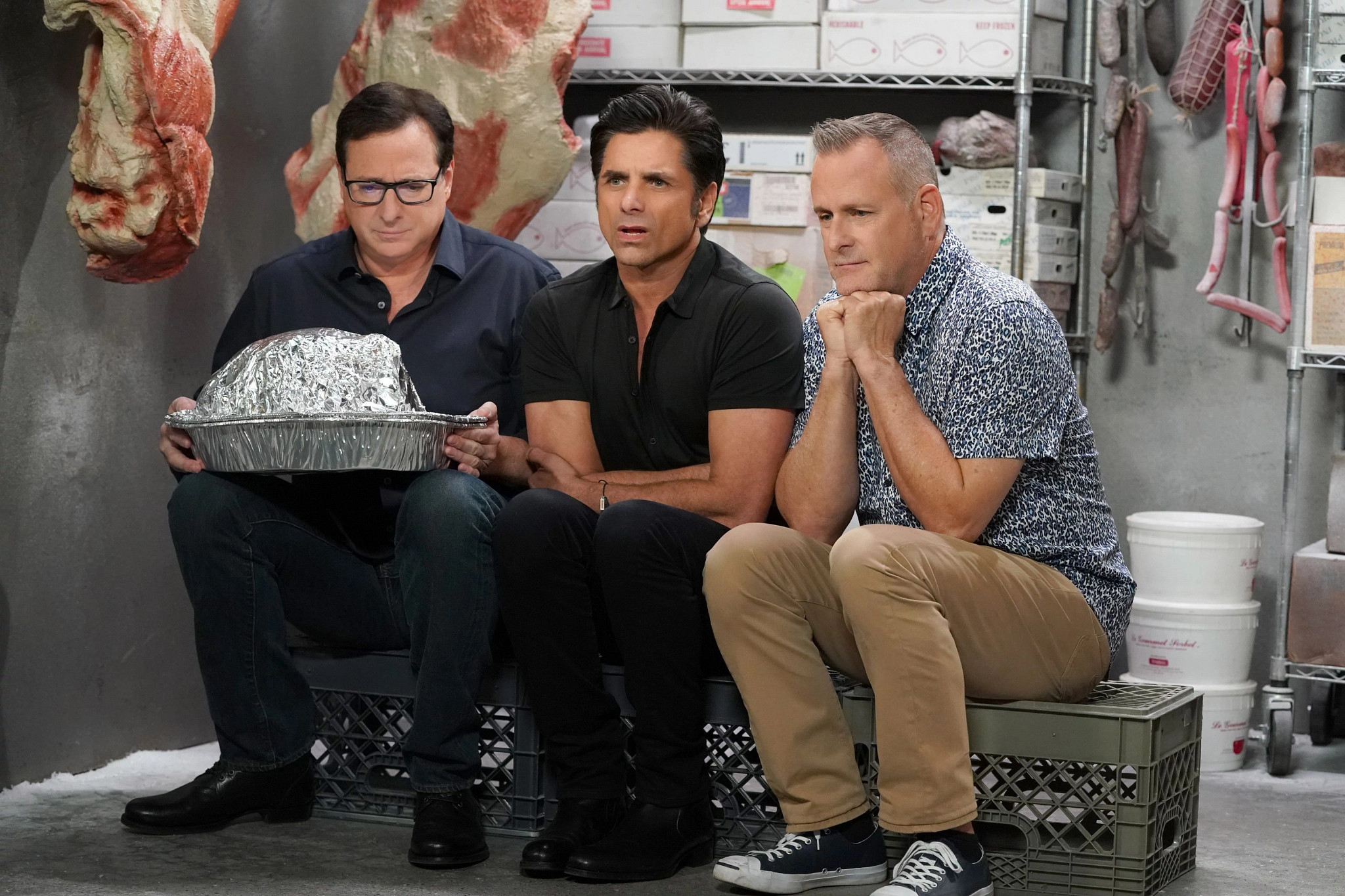 bob saget john stamos and dave coulier in a scene from fuller house