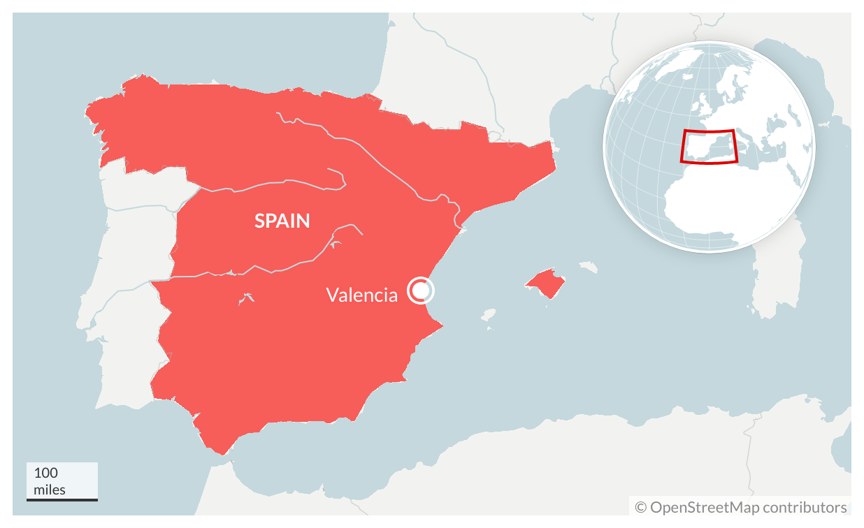Map of Valenica, Spain
