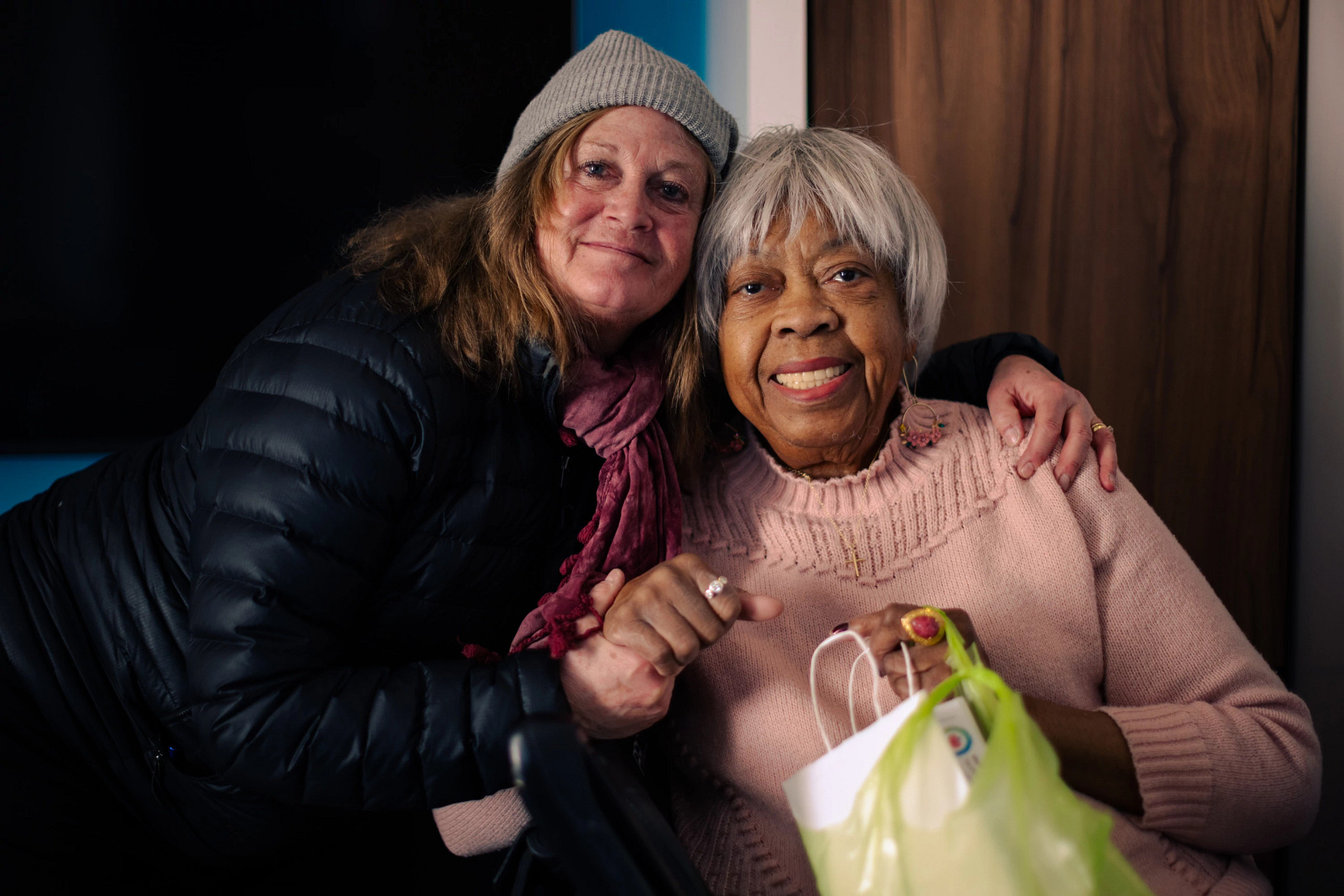 Emily Pelecanos, 67, and Janet Brown, 86, pose together for a portrait
