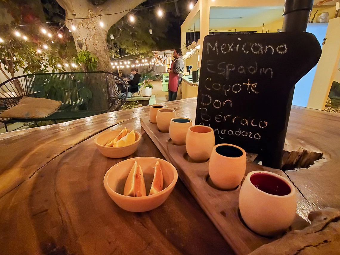 small-batch mezcal in clay pots