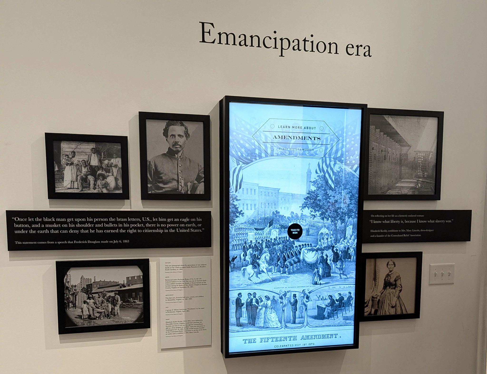 An exhibit about the emancipation of slaves at the Black History Museum
