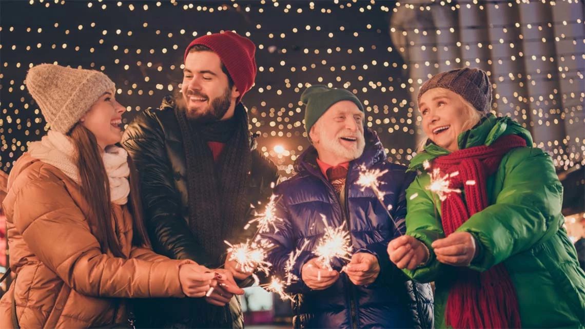 Family celebrating the holidays