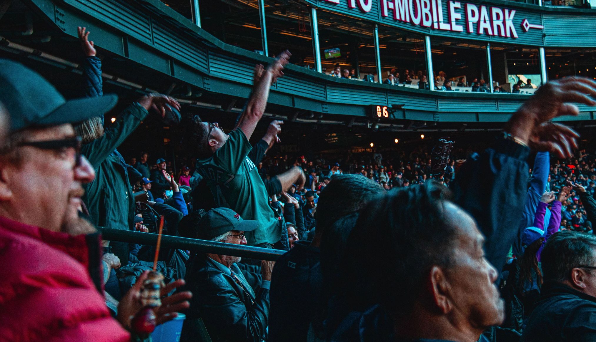 Seattle Mariners fans at a baseball game