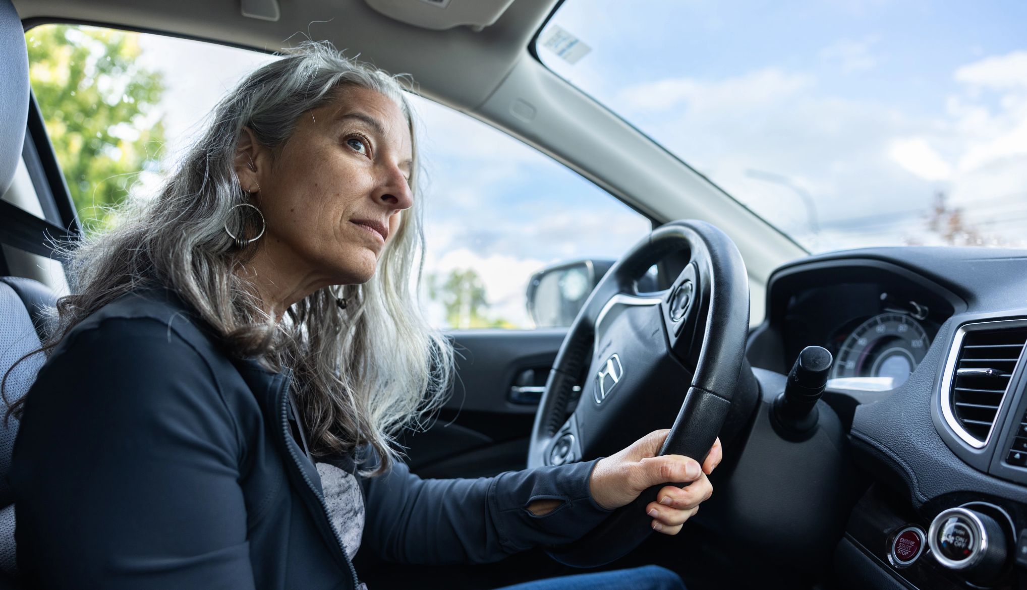 Robin Flanigan drives for DoorDash Robin Flanigan, of Irondequoit, NY, during her DoorDash shift, Saturday, September 7, 2024.
