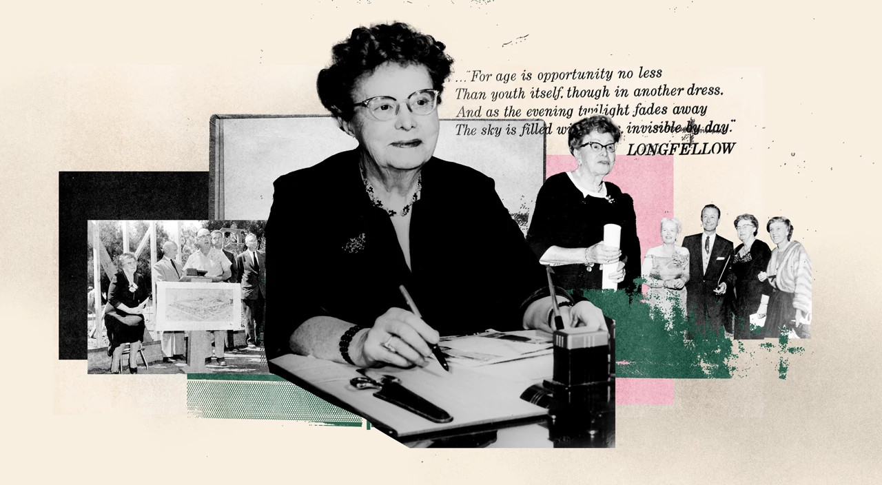 photo collage of Ethel Percy Andrus