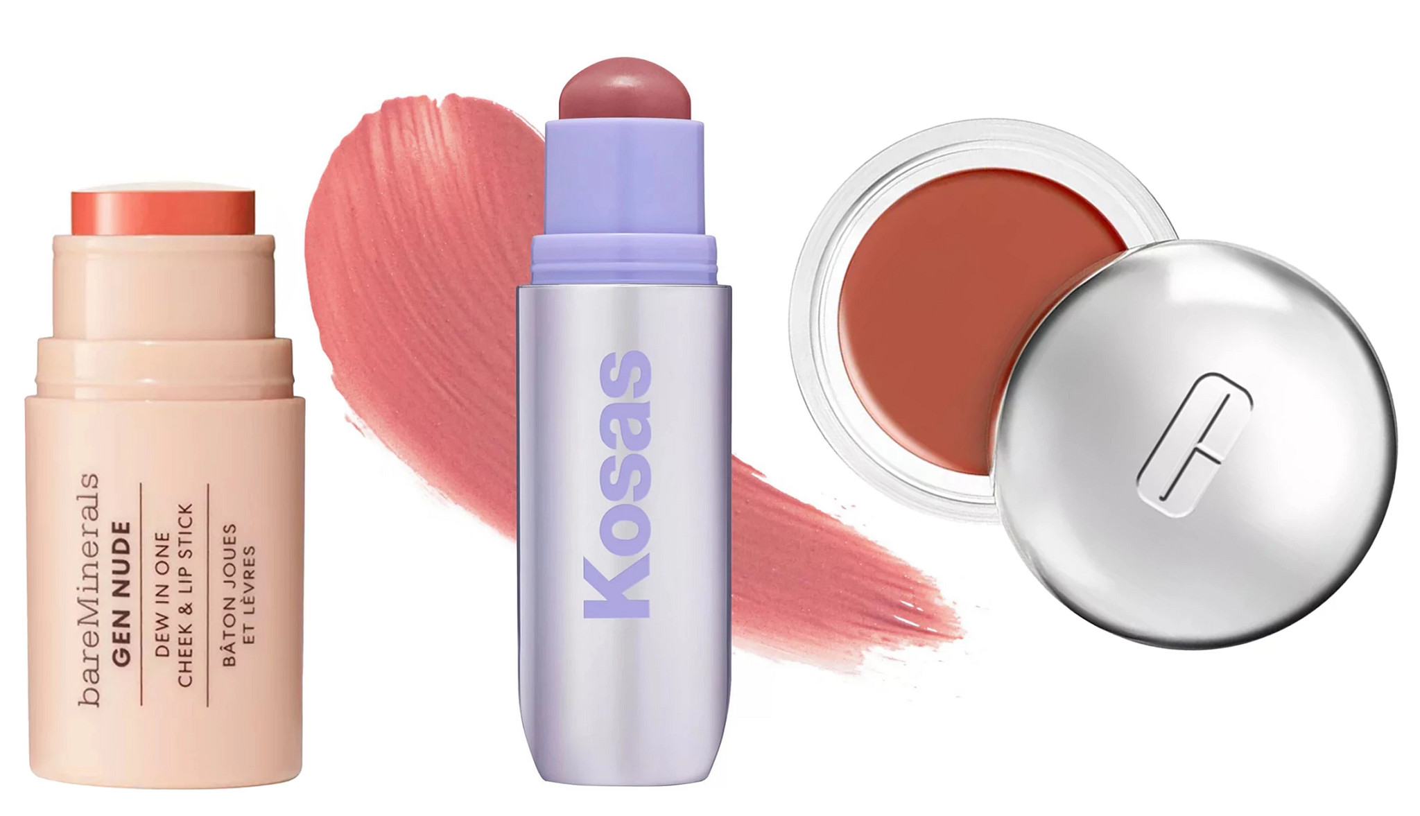 cream blush products, including two blush sticks and one compact