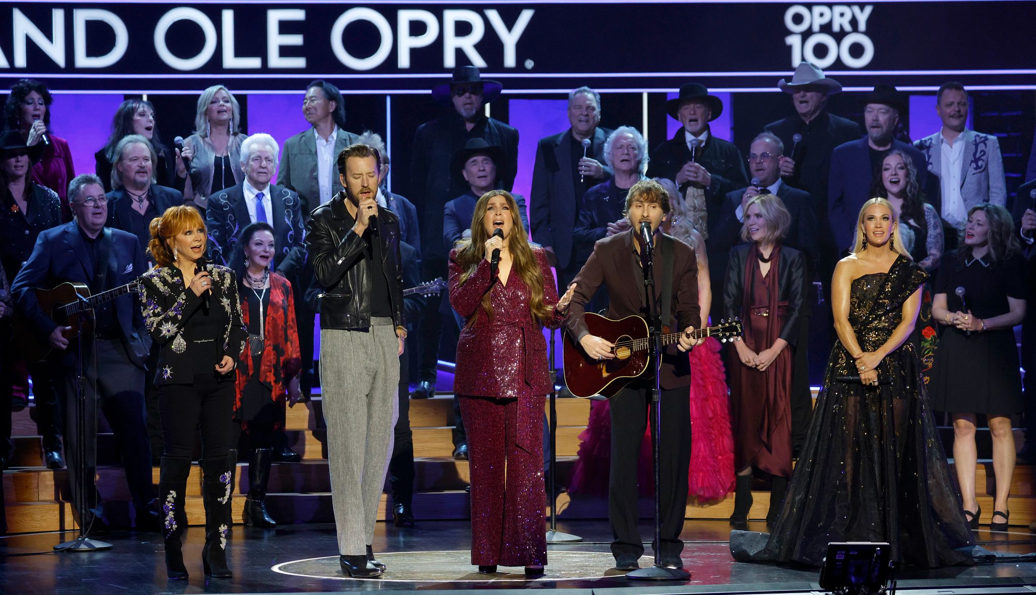 The Grand Ole Opry Celebrates 100 Years Reba McEntire, Charles Kelley, Hillary Scott and Dave Haywood of Lady A, and Carrie Underwood