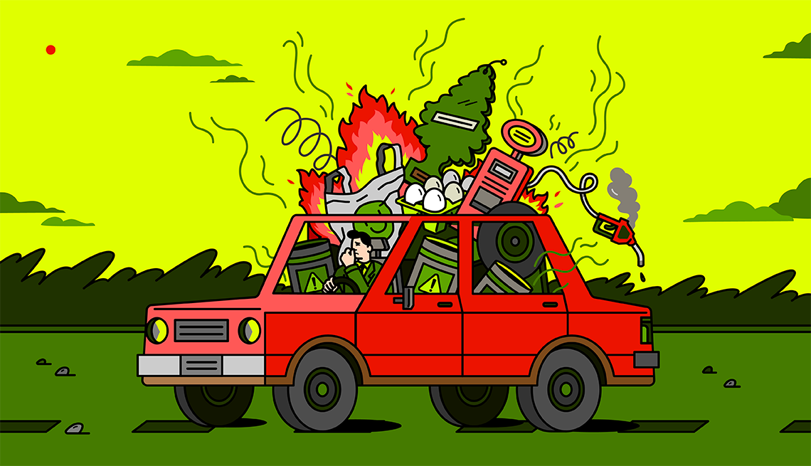 funny car smells to not ignore a car stuffed with different odor-producing materials