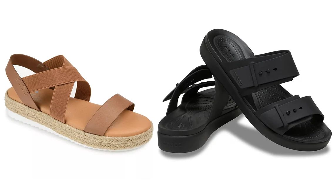 How to Dress for a Summer Heat Wave a collage with two different pairs of sandals