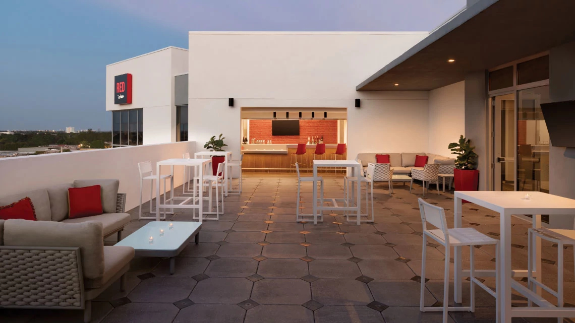 Radisson RED® rooftop bar exterior of hotel
