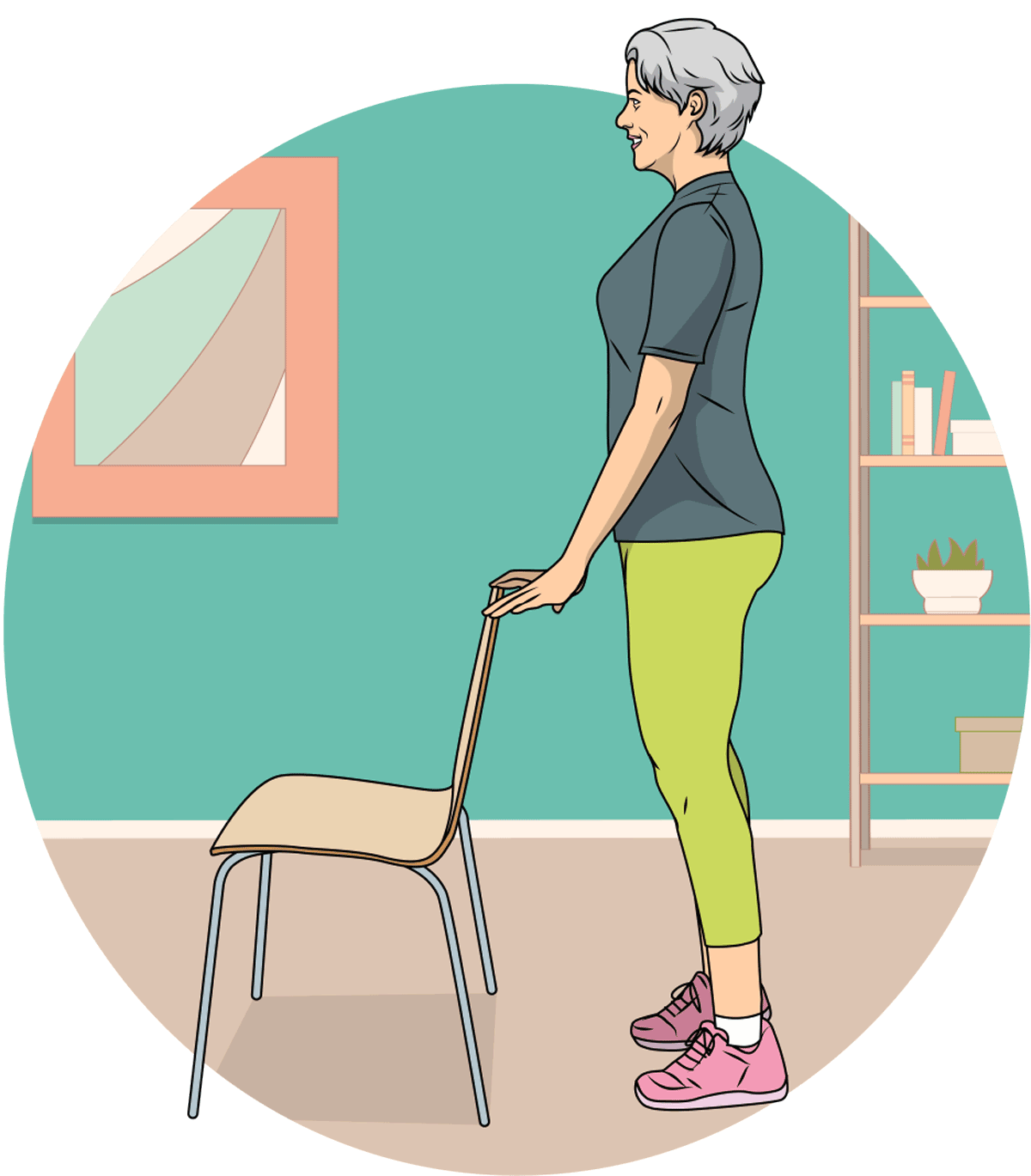 illustrated gif of a woman performing standing heel raises