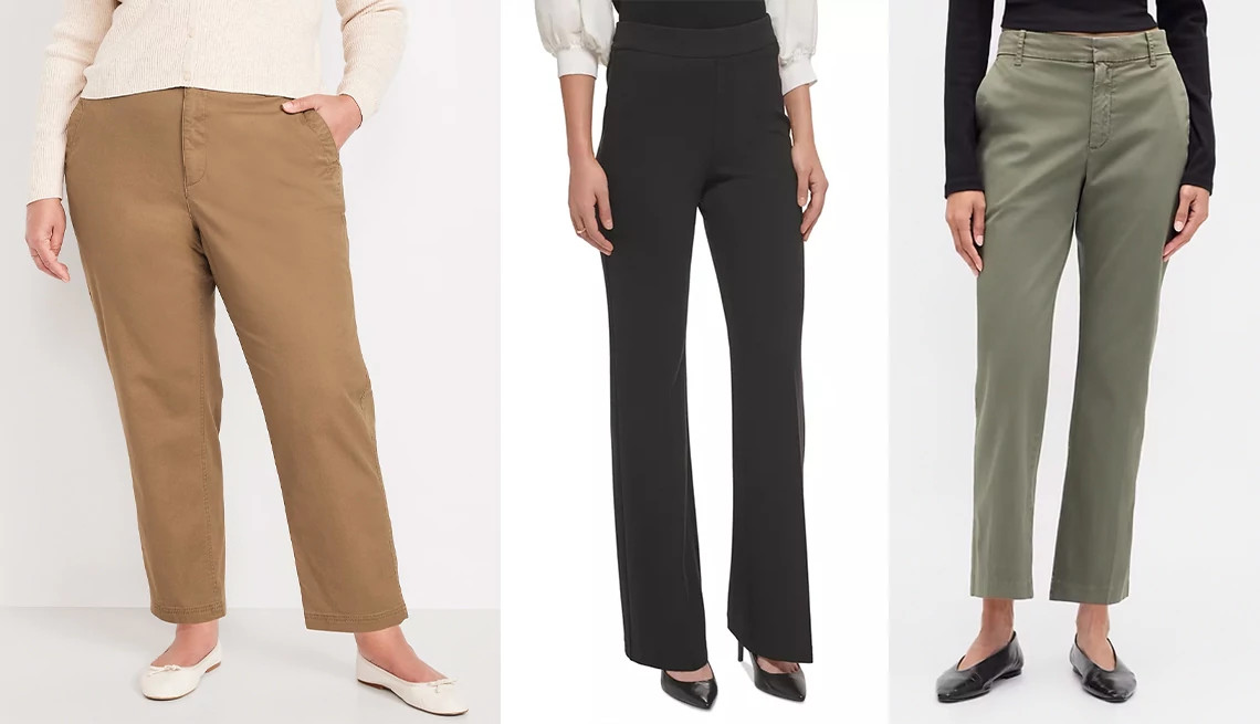 a collage with three different styles of womens pants