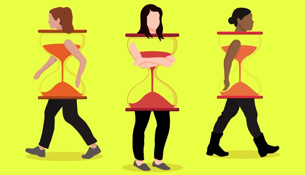 32 Percent of Women Lack Crucial Information About Menopause three women whose bodies are represented by hourglasses