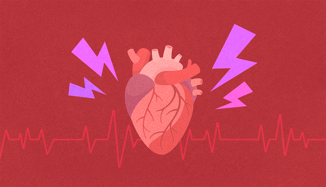 Understanding the stages and types of high blood pressure is important for your health. a heart with lightening bolts around it and a blood pressure reading in the background