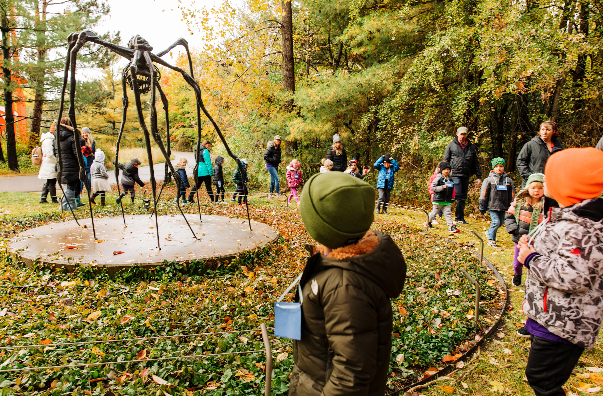 children at a sculpture garden