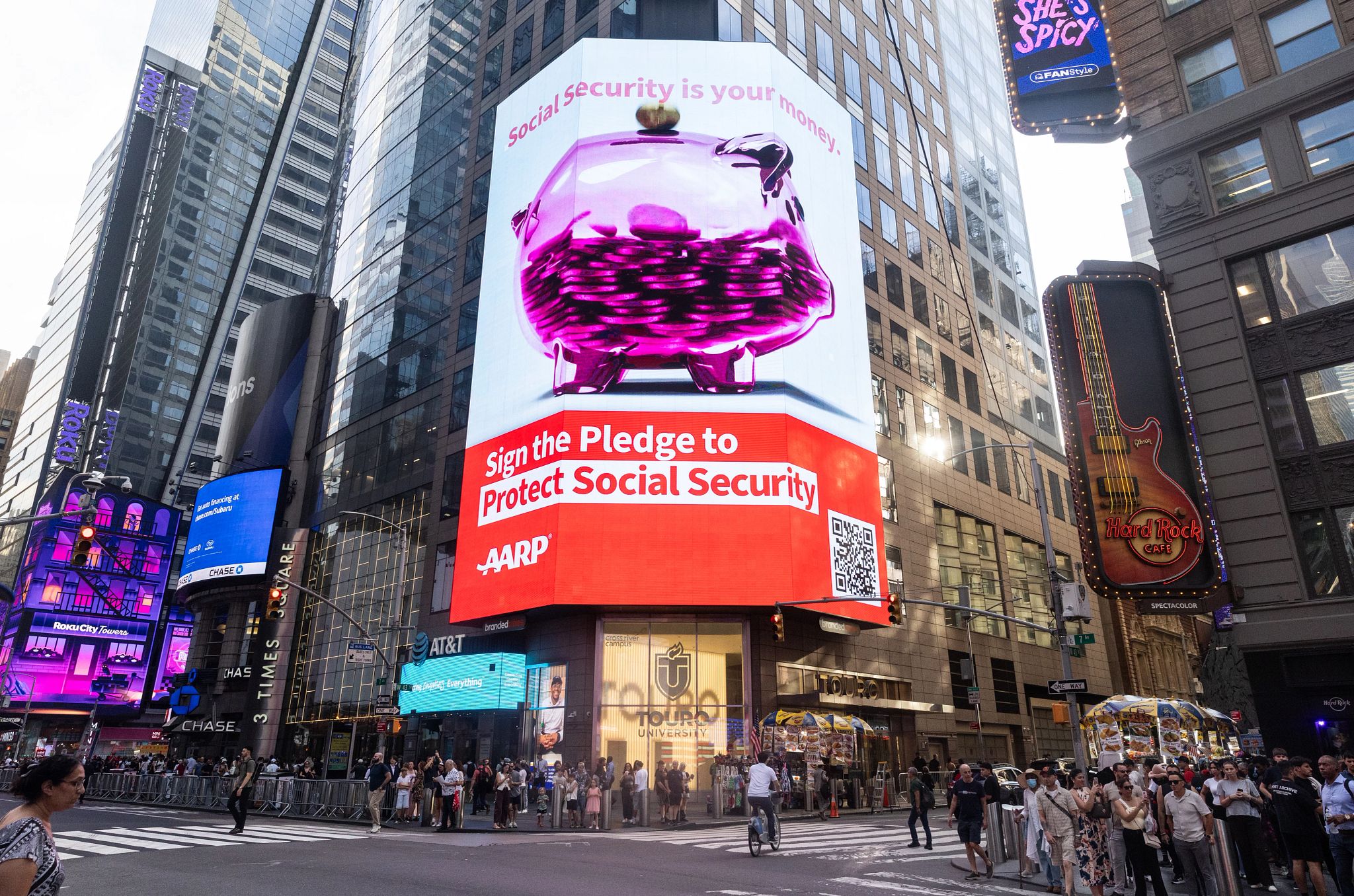 AARP Celebrates Social Security in NYC social security billboard in times square