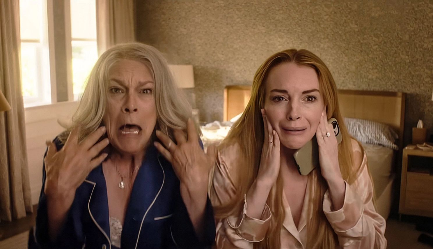Movies and TV shows to watch this week jamie lee curtis and lindsay lohan screaming with their hands on their faces in a scene from 'freakier friday'