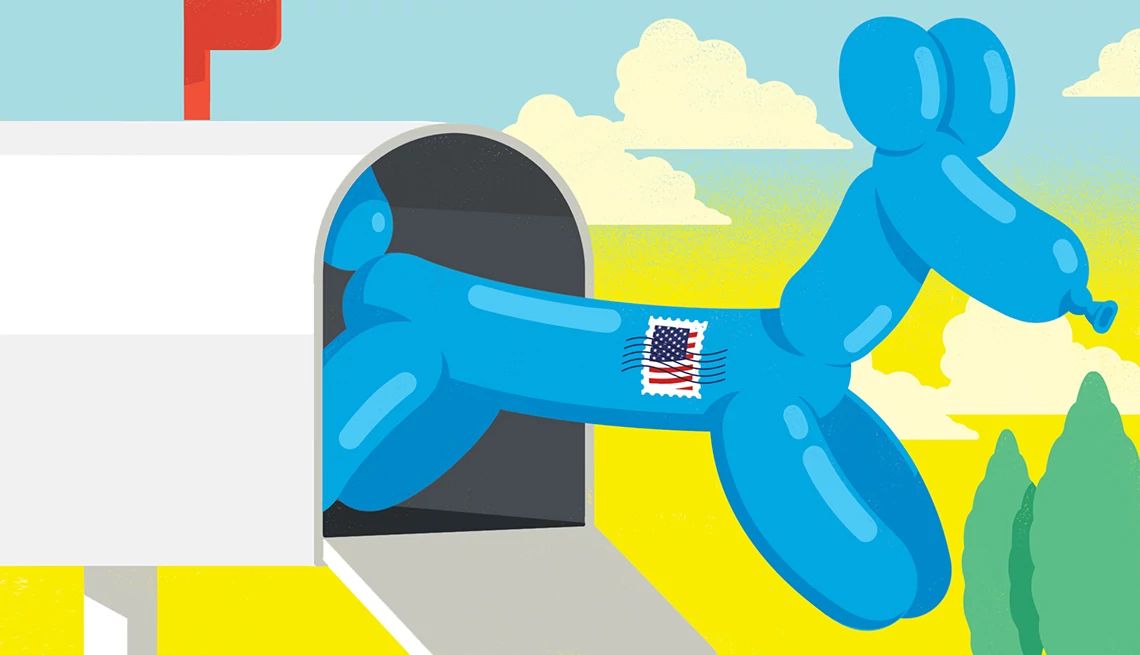 Surprising Facts About Post Office A balloon shaped like a dog and bearing a postage stamp emerges from a mailbox