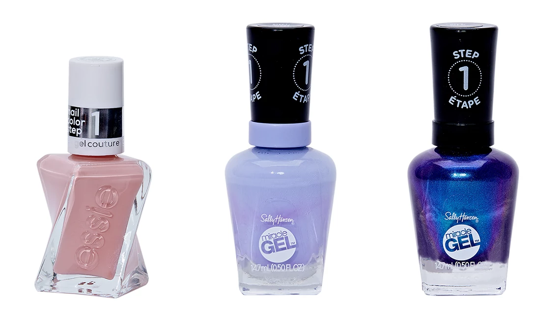 Essie Gel Couture Polish in Haute to Trot; Sally Hansen Miracle Gel Nail Color in Crying Out Cloud; Sally Hansen Miracle Gel Nail Color in Hyp-nautical