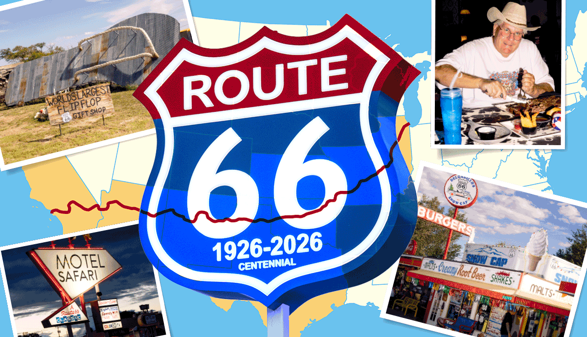 a collage of locations along route 66