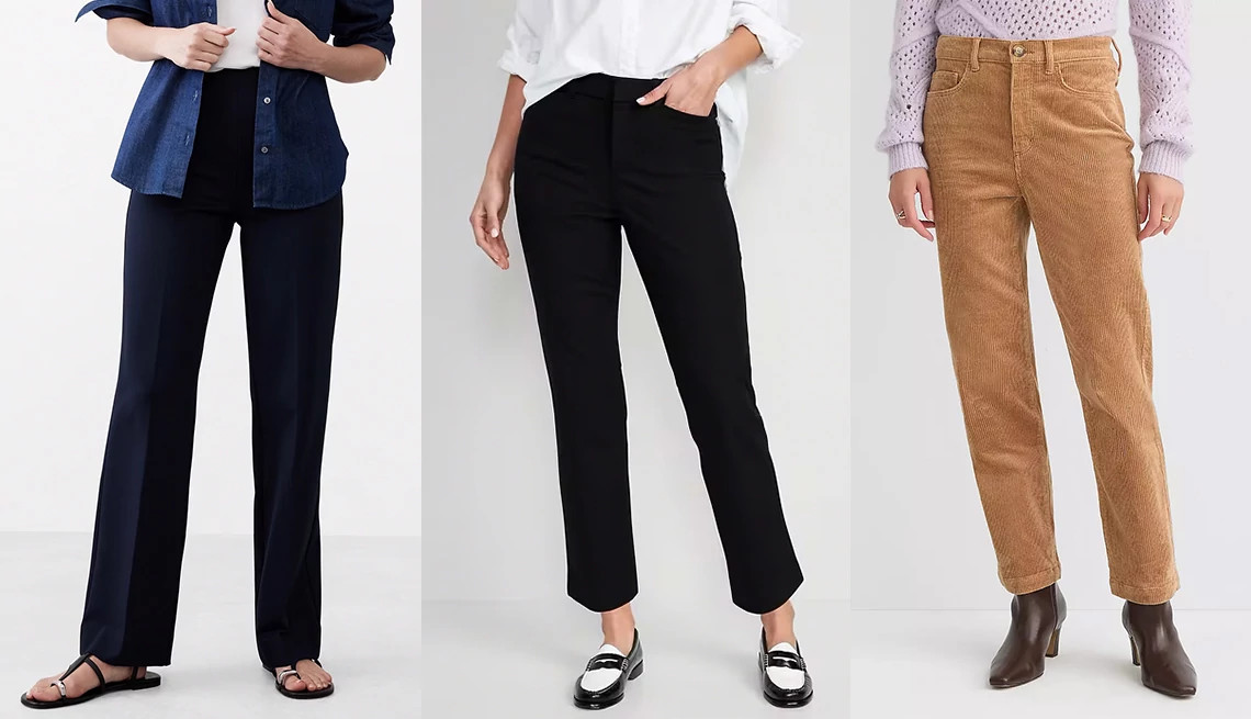 a collage with three different styles of womens pants