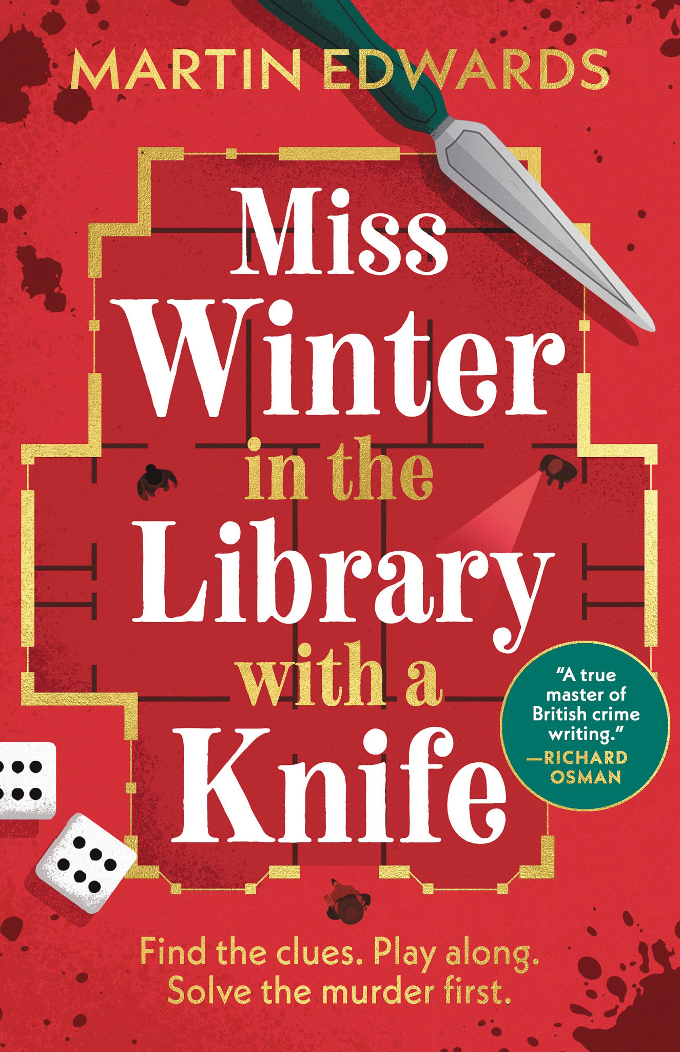 the cover of miss winter in the library with a knife