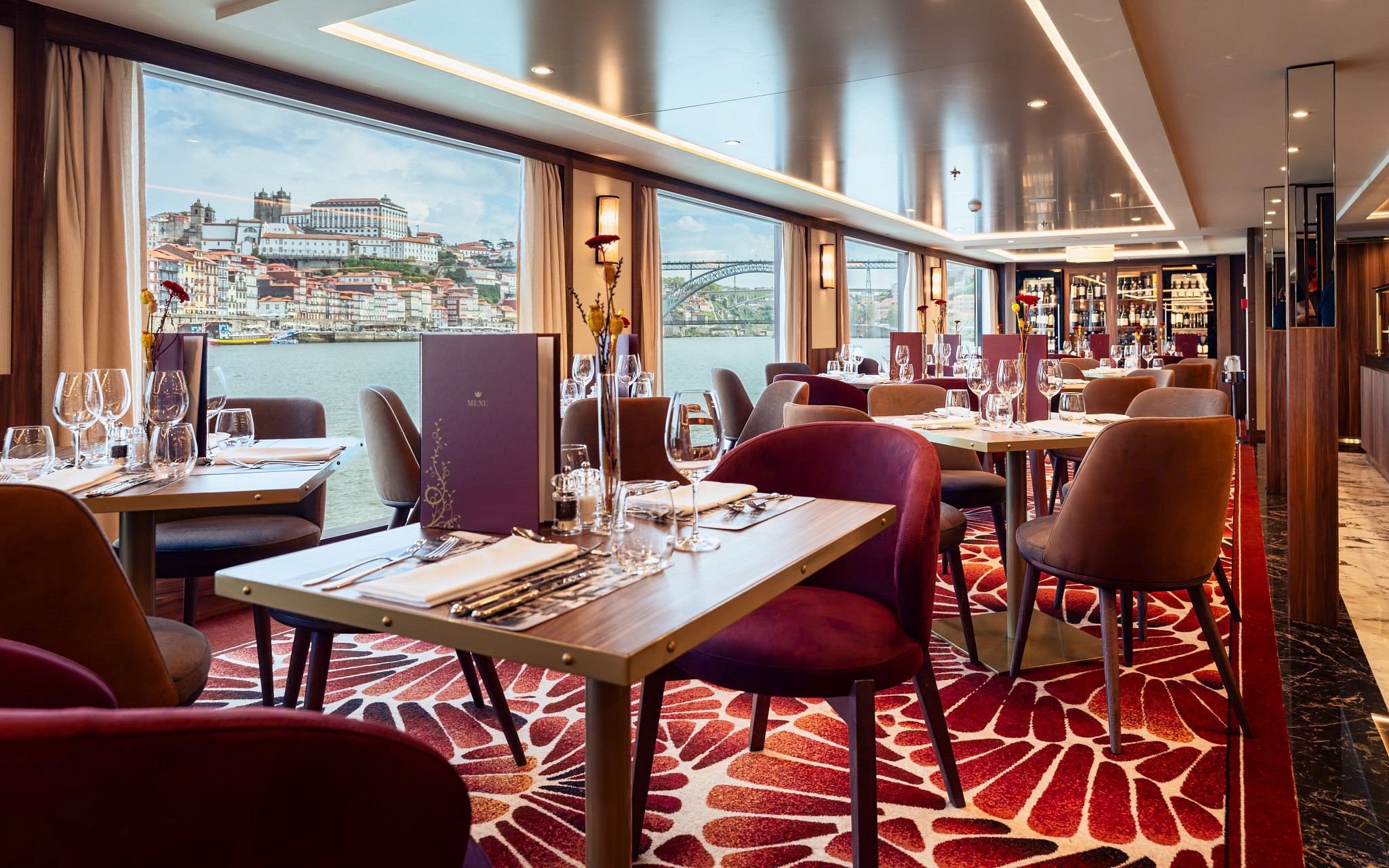 a restaurant inside a cruise ship