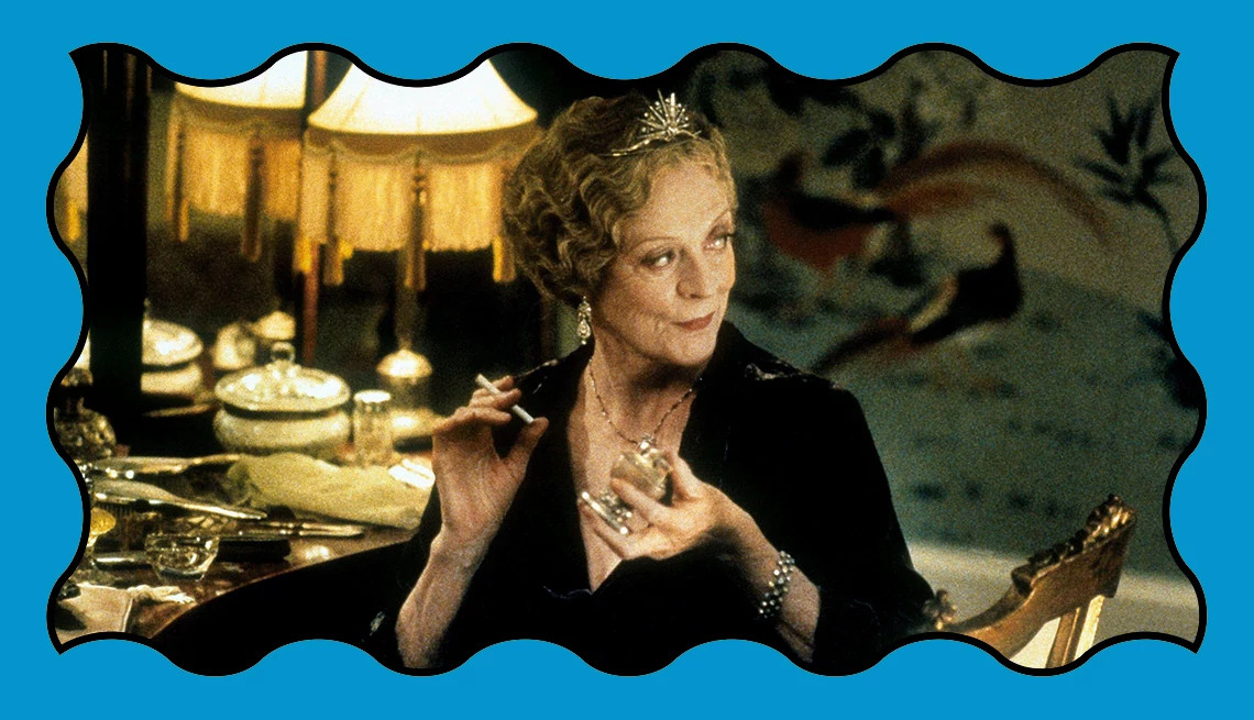 a collage featuring a photo of maggie smith