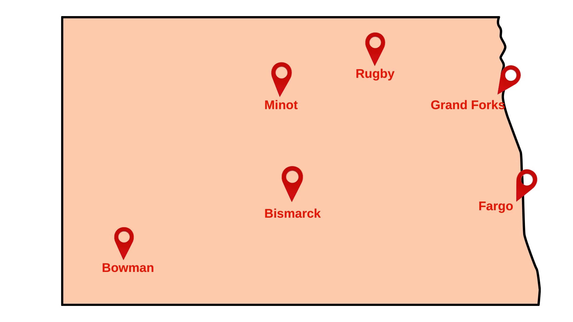 a map of north dakota