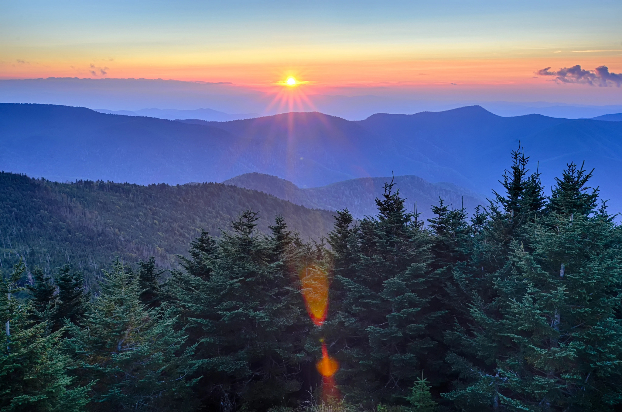 Blue Ridge Parkway Autumn Sunset over Appalachian Mountains